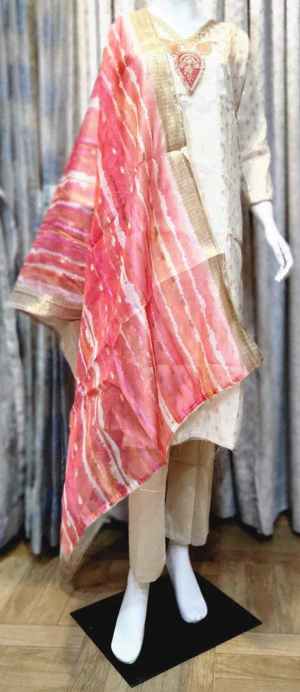 Blush Ivory Bandhej Kurta Set - Image 2