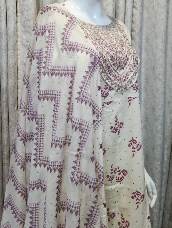 Ivory Bloom Handblock Kurta Set - Image 3