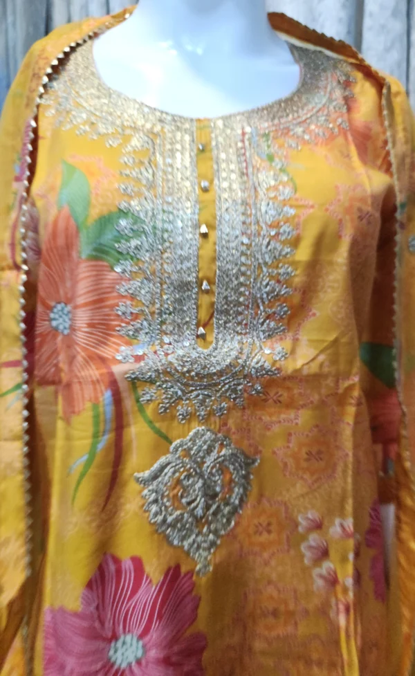 Sunlit Blossom Silk Kurta Set - Image 3