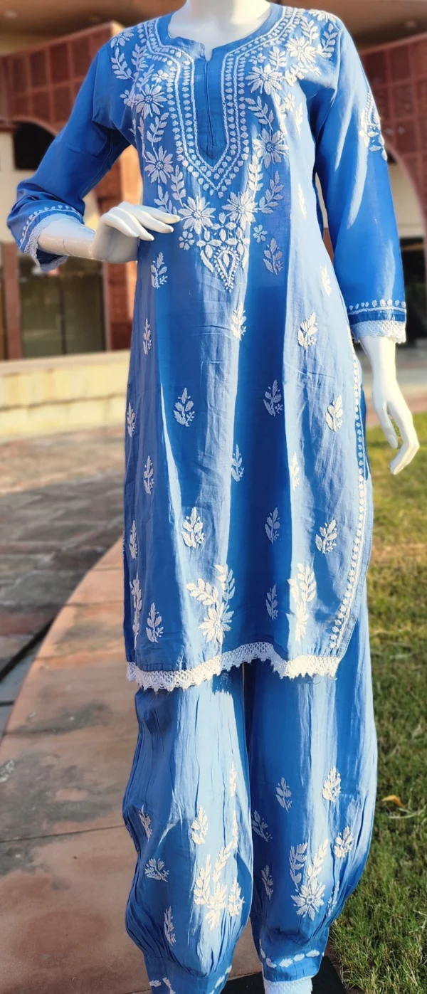 Aaral Blue Chikankari Set - Image 3