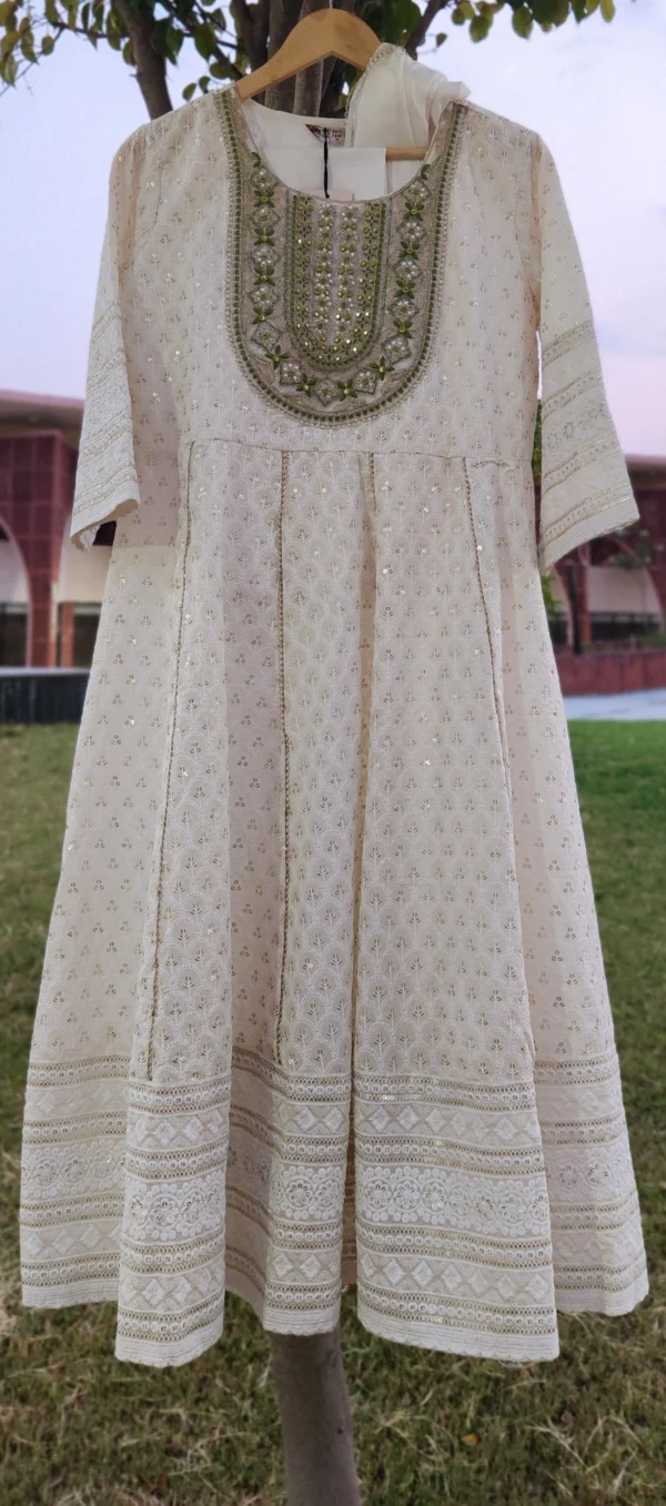 Zehra Ivory Anarkali Gown - Image 3