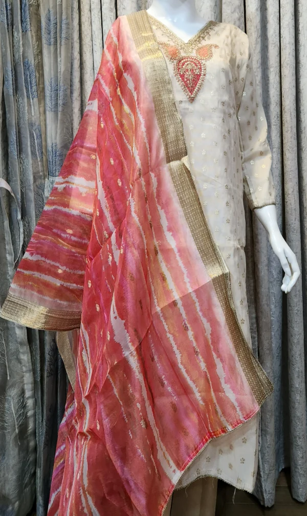 Blush Ivory Bandhej Kurta Set - Image 5
