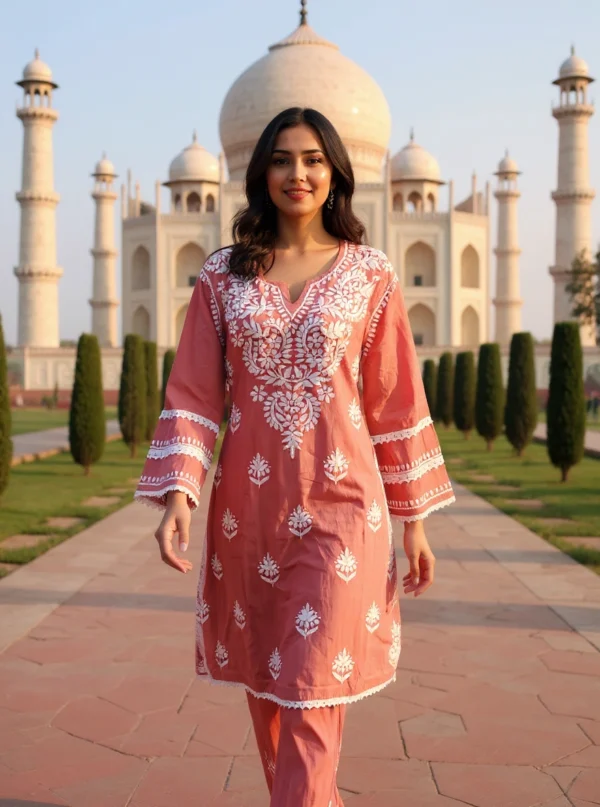 Noor Rose Chikankari Set