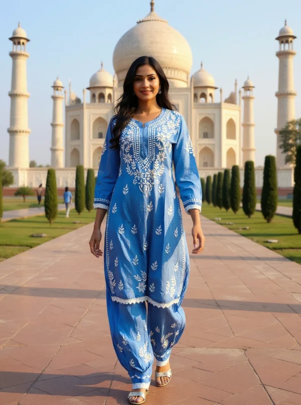 Aaral Blue Chikankari Set