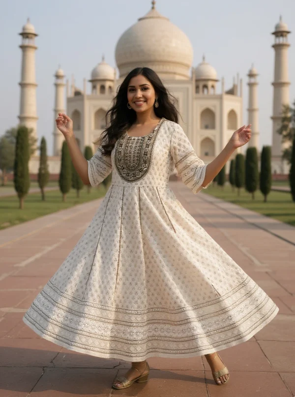 Zehra Ivory Anarkali Gown