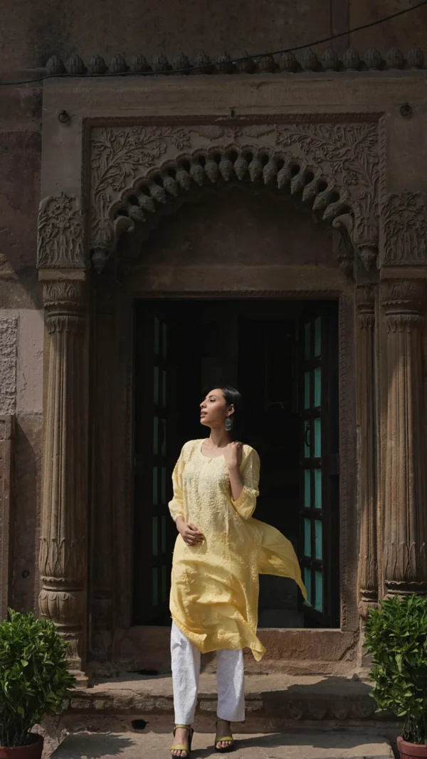 Zuneria Chikankari Long Kurta set - Image 3