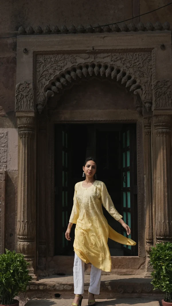 Zuneria Chikankari Long Kurta set - Image 2