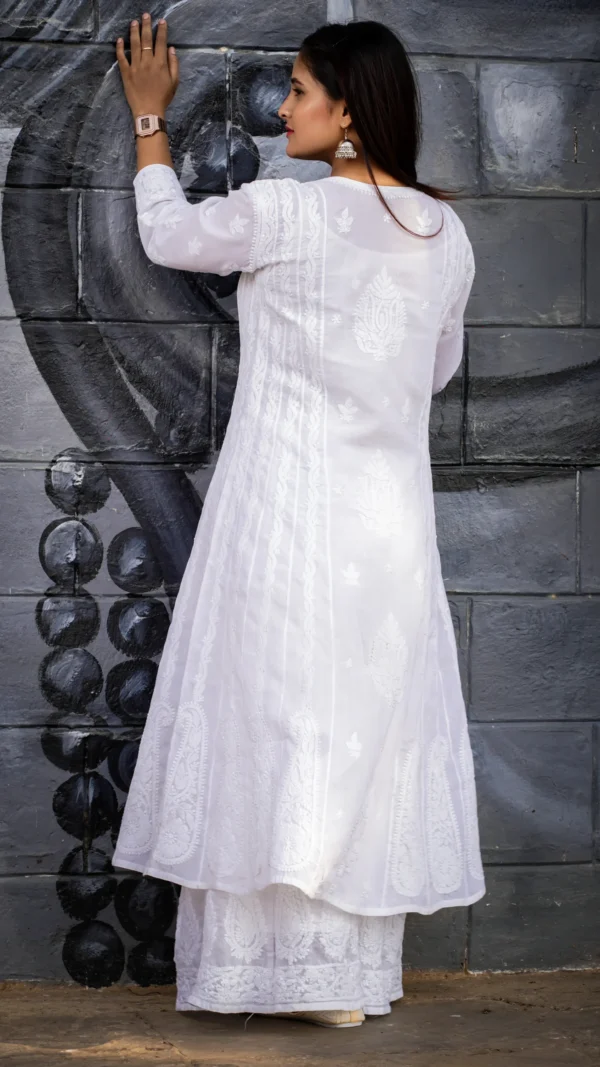 Mehek White Chikankari Anarkali Set - Image 2