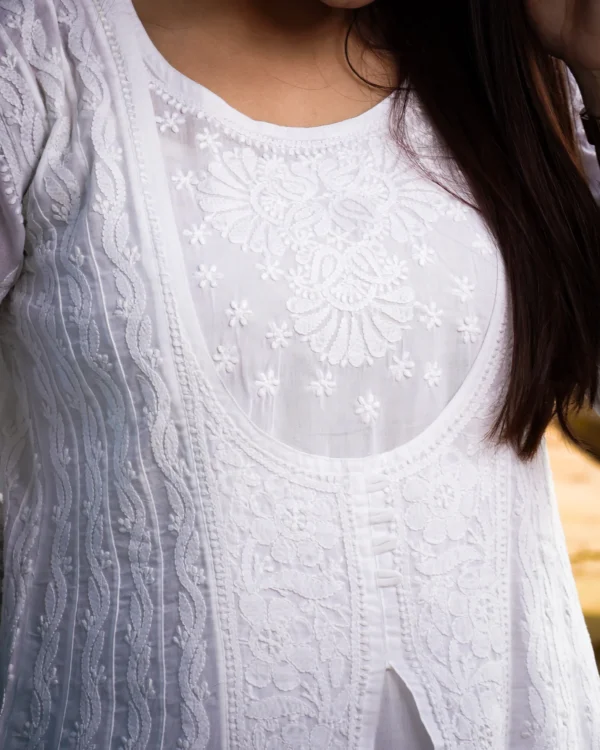 Mehek White Chikankari Anarkali Set - Image 4