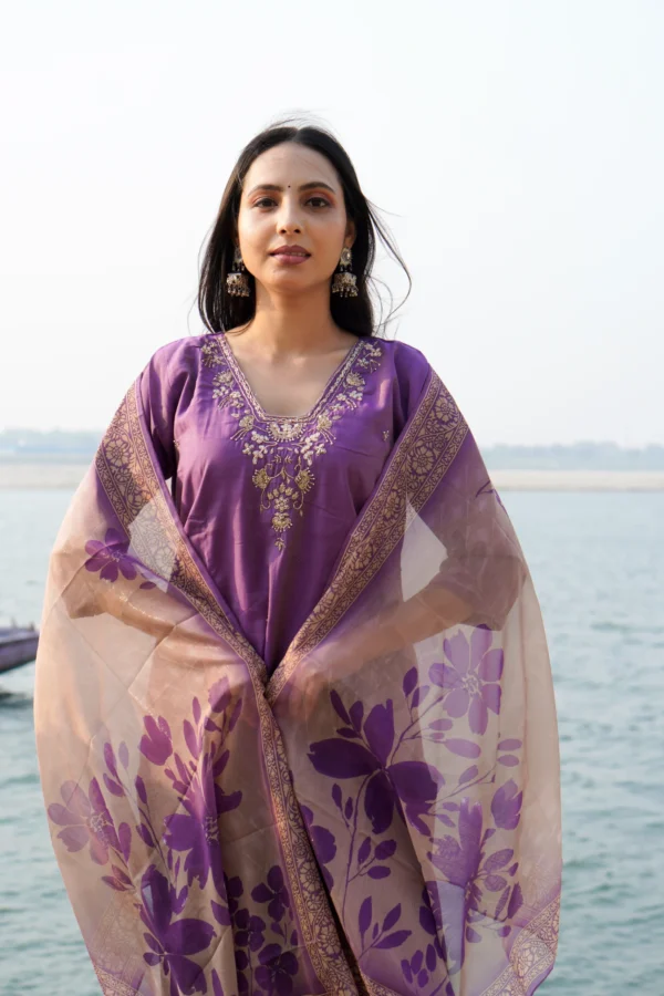 Gulbahar Plum Kurta Set